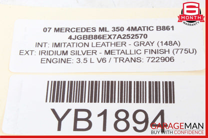 06-12 Mercedes W164 ML350 GL450 Center Console Hazard Control Switch Panel