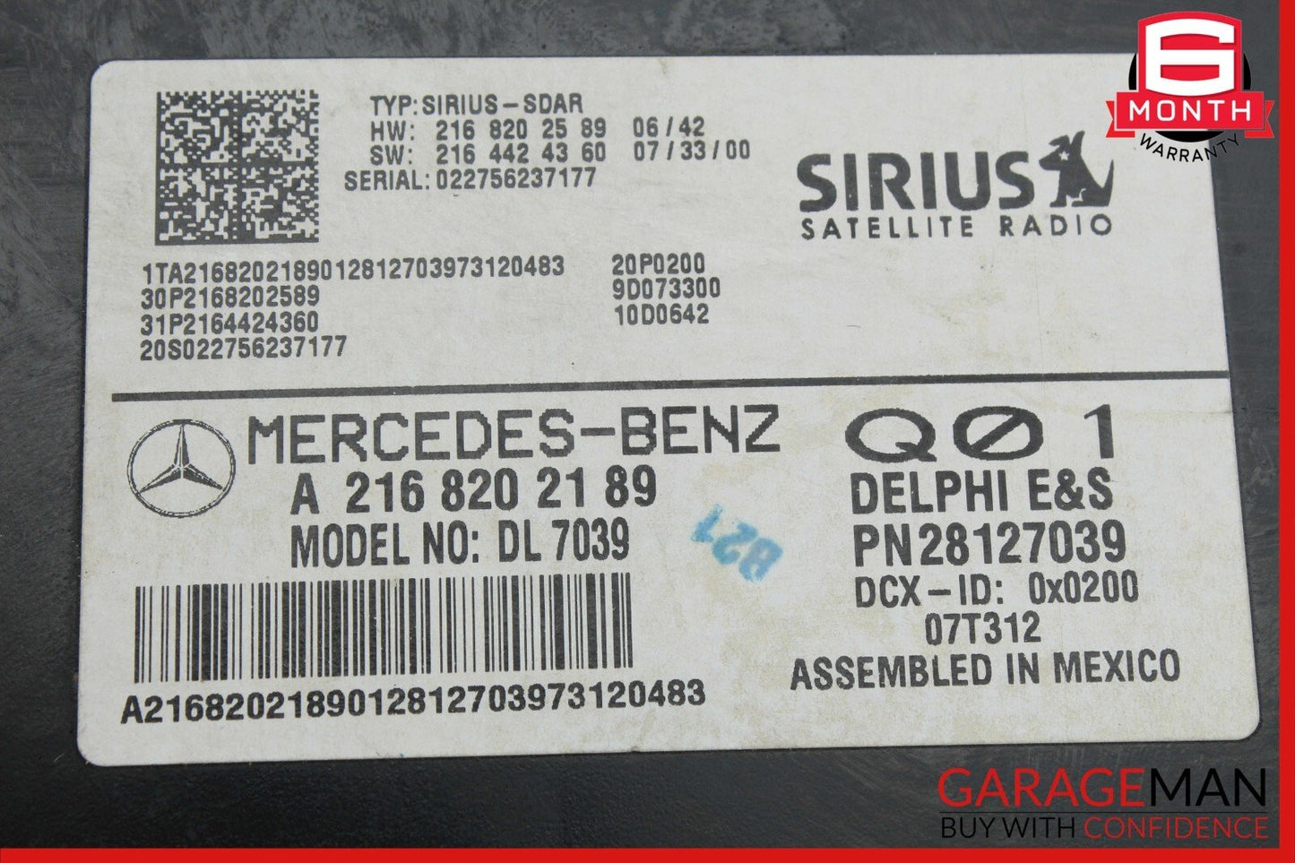 07-14 Mercedes W221 S550 4MATIC Sirius Satellite Radio Module Receiver OEM