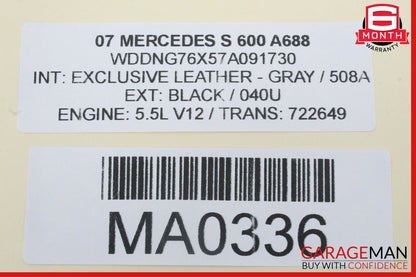 07-09 Mercedes W221 S600 CL500 Dynamic Seat Pressure Vacuum Tank Reservoir OEM