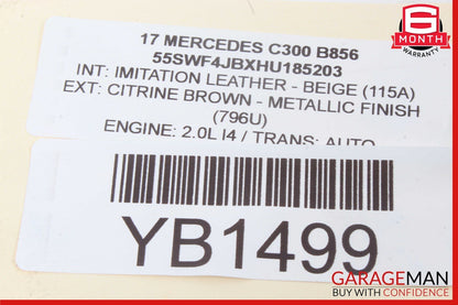 15-20 Mercedes W205 C300 C400 Rear Left Keyless Go Exterior Door Handle OEM