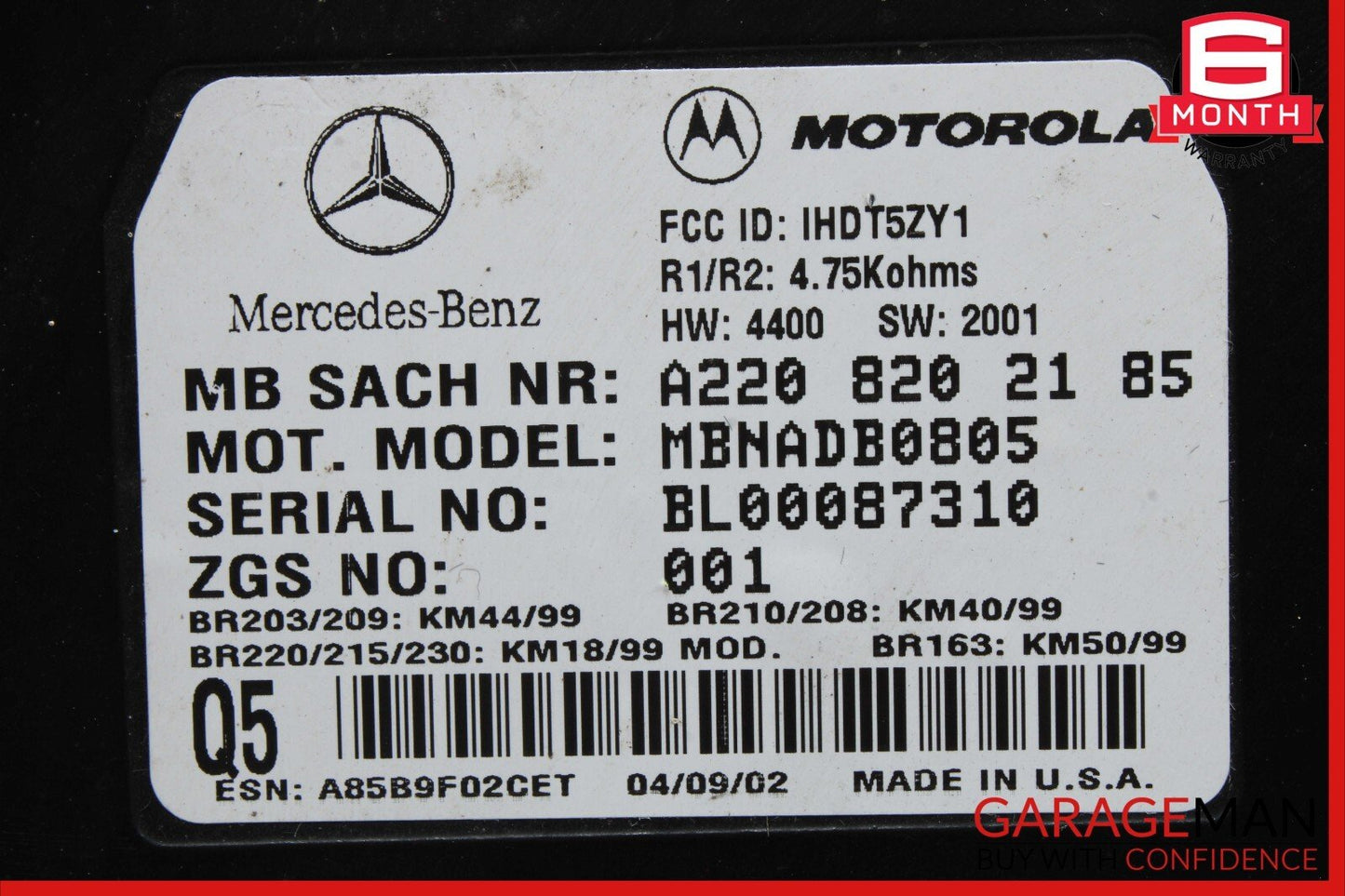 00-06 Mercedes SL500 ML320 ML500 S600 Voice Command Control Module Unit