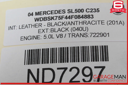 03-12 Mercedes R230 SL500 Convertible Trunk Frame Left Lock Cylinder OEM