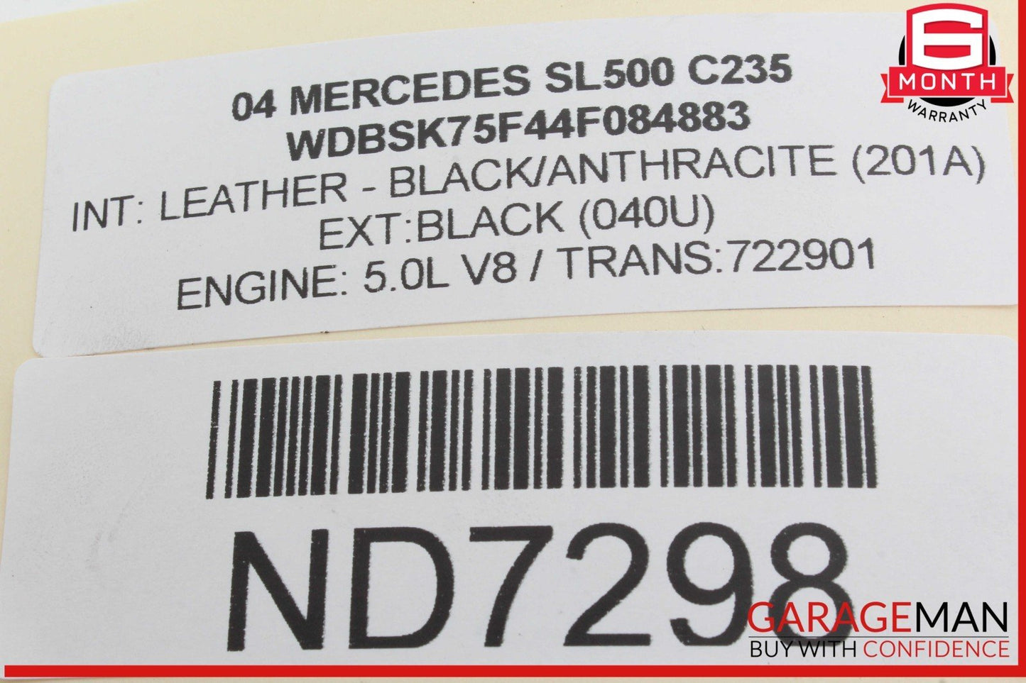 03-12 Mercedes R230 SL500 Convertible Left Main Top Drive Lift Cylinder OEM