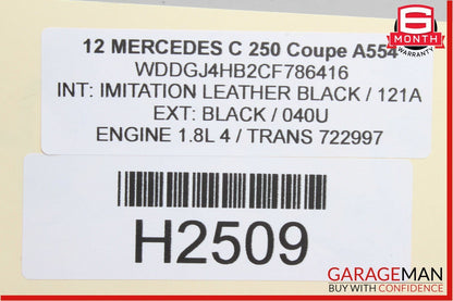 08-14 Mercedes W204 C250 Coupe Rear Left Seat Belt Seatbelt Lock OEM