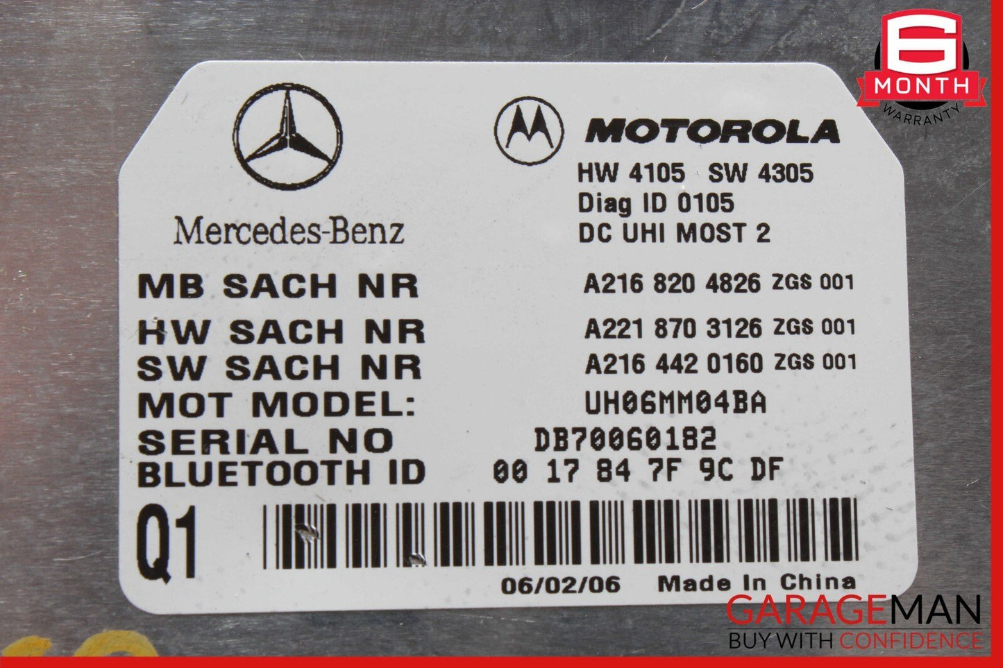 07-13 Mercedes W221 S550 S600 S63 AMG Motorola Bluetooth Control Module Unit OEM