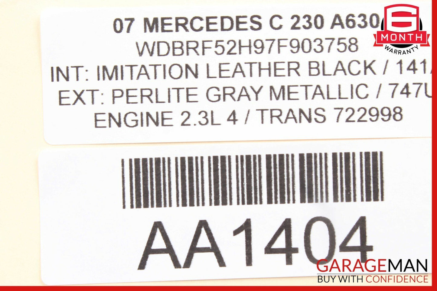 01-07 Mercedes W203 C230 C55 AMG Front Right Passenger Sunvisor Sun Visor Grey