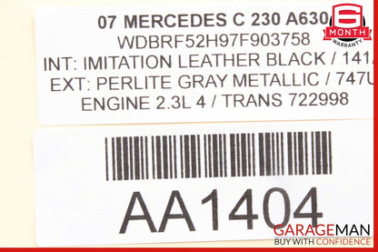 01-07 Mercedes W203 C230 C55 AMG Front Right Passenger Sunvisor Sun Visor Grey