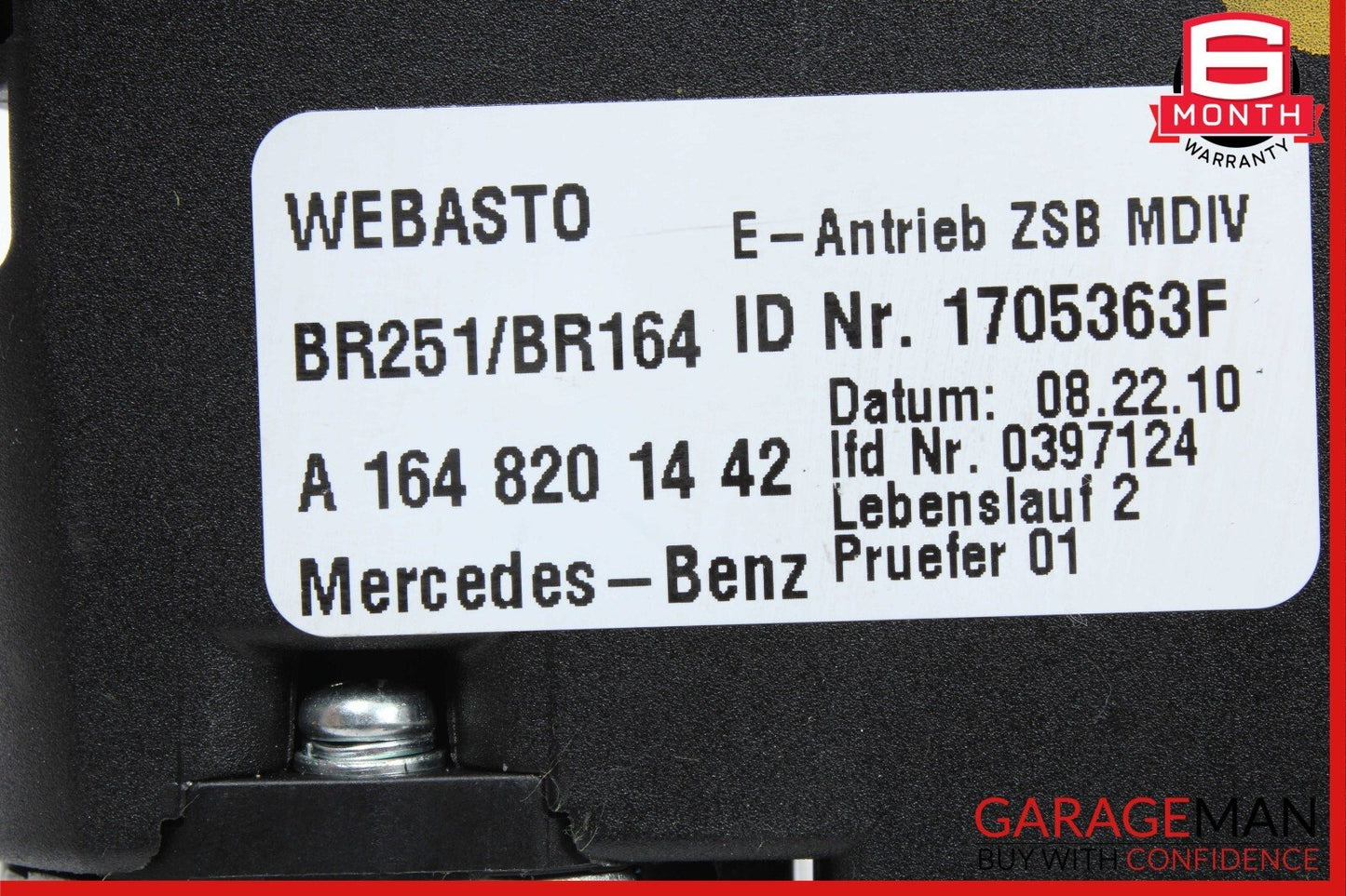 06-13 Mercedes W251 R350 GL550 ML350 Pano Panoramic Sunroof Sun Roof Motor Unit