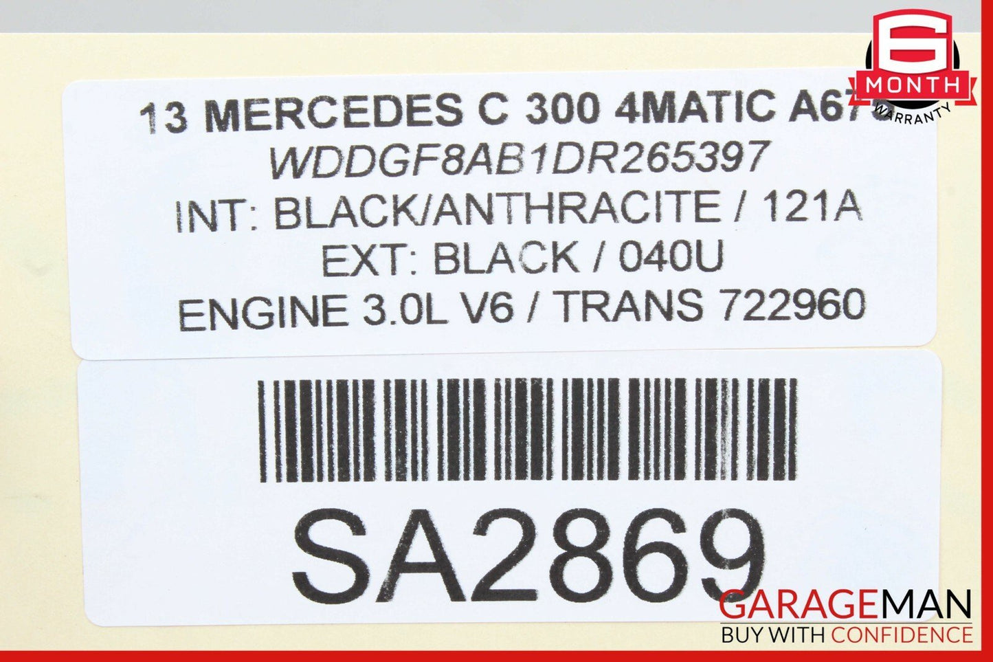 08-14 Mercedes W204 C300 Rear Left or Right Side Drive Axle Shaft CV Shaft