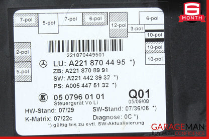 07-13 Mercedes W221 S550 S350 Front Left Door Control Module 2218704495 OEM