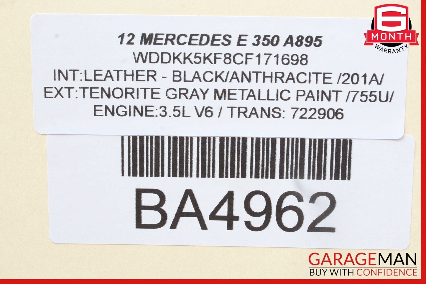 11-17 Mercedes W207 E350 Convertible Right Side Sun Visor Shade Sunvisor Gray
