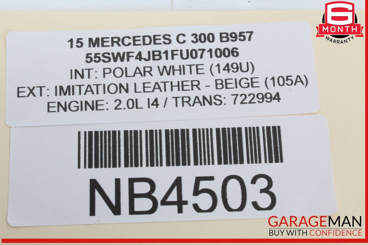 15-20 Mercedes W205 C300 C63 AMG S Front Left Side Exterior Door Handle White OEM