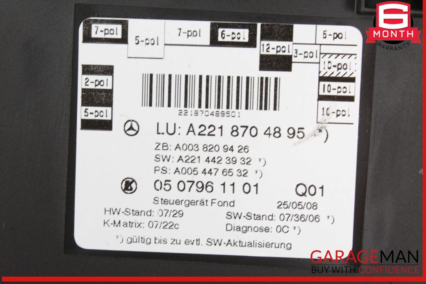 07-13 Mercedes W221 S550 Rear Right or Left Side Door Control Module Unit OEM