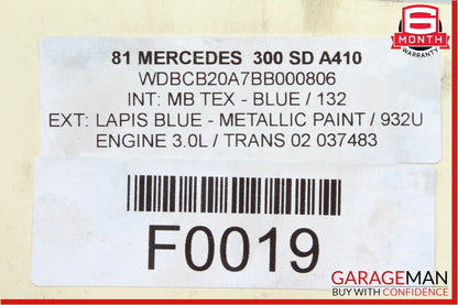 79-85 Mercedes W126 300SD Power Steering Pump w/ Pulley Assembly 1164602580 OEM