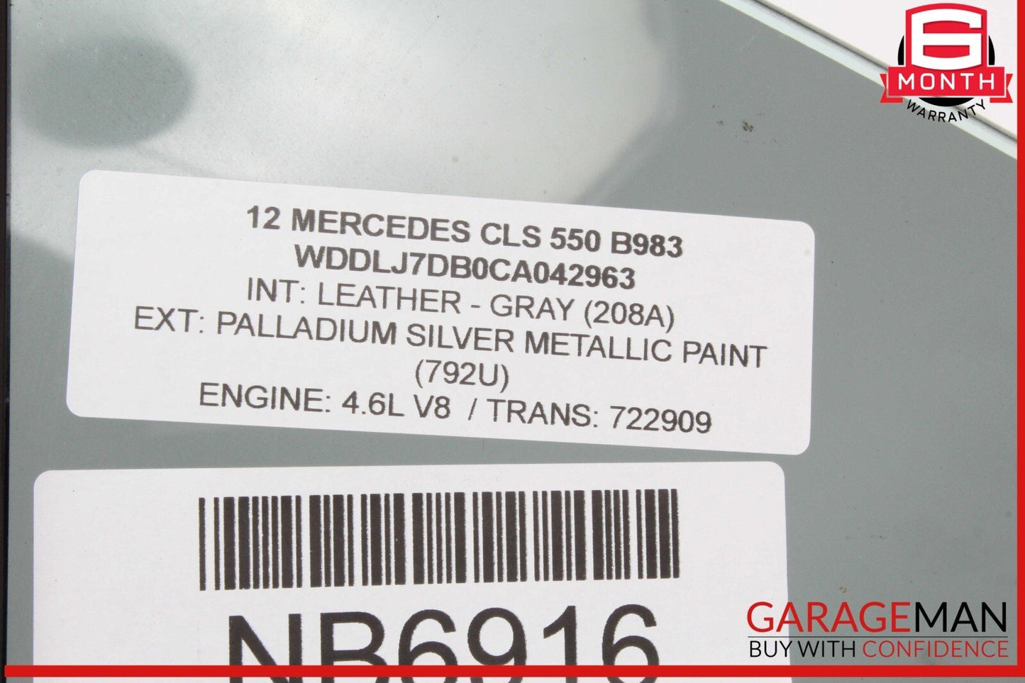 12-18 Mercedes W218 CLS550 Rear Left Driver Side Quarter Door Window Glass OEM