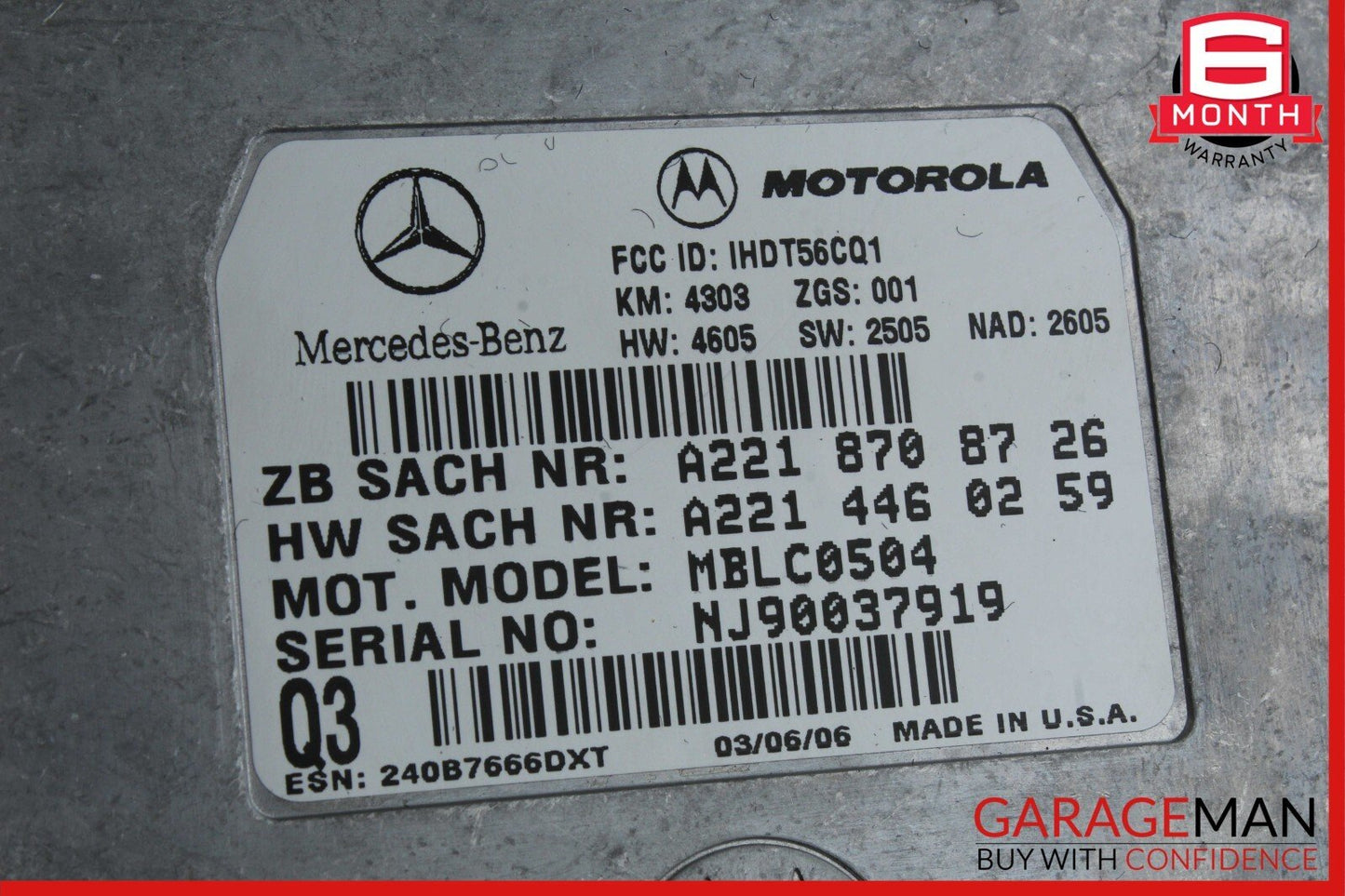 06-14 Mercedes X164 GL450 SL550 S550 Voice Communication Control Module Unit OEM