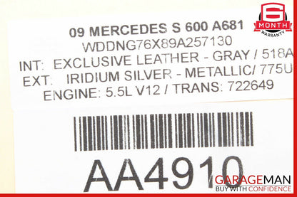 07-11 Mercedes W221 S600 CL550 S63 AMG Windshield Night Vision Camera OEM