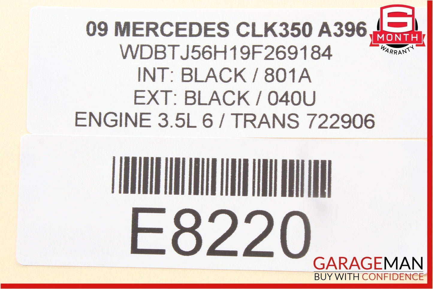 03-09 Mercedes W209 CLK350 Front Right Sunvisor Sun Visor Shade OEM