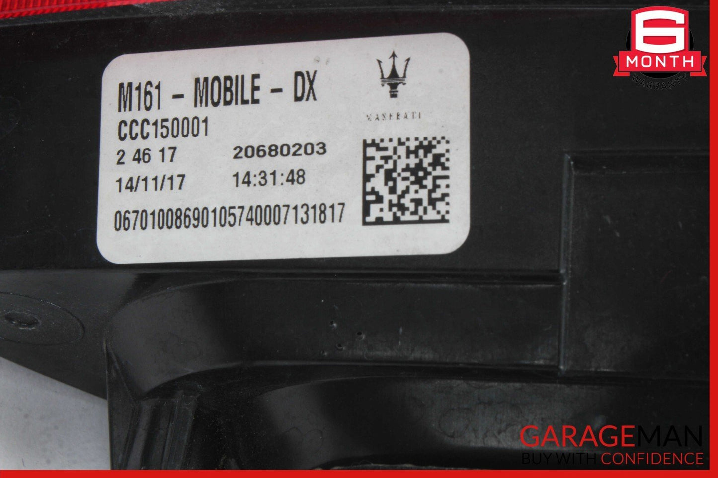 17-20 Maserati Levante M161 Inner Tail Light Lamp Right Passenger Side OEM