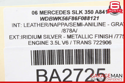 05-11 Mercedes R171 SLK350 Front Right / Left Side Seat Headrest Head Rest Black