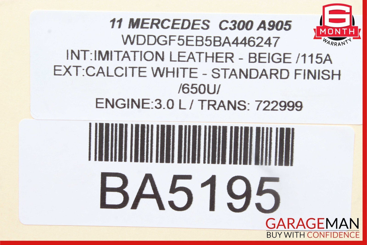 10-16 Mercedes W212 C300 C250 E500 E400 Interior Rear View Mirror Assembly Beige