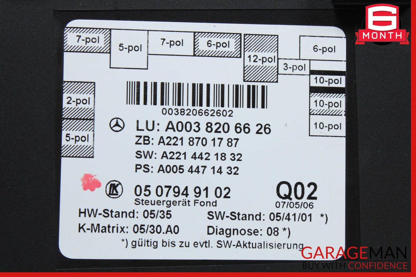 07-13 Mercedes W221 S550 S400 Rear Right or Left Side Door Control Module OEM