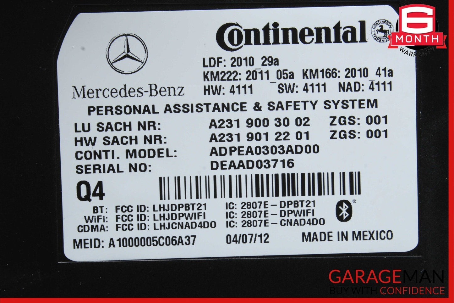 12-20 Mercedes E250 GLK350 SL400 E550 C250 Communication Control Module Unit