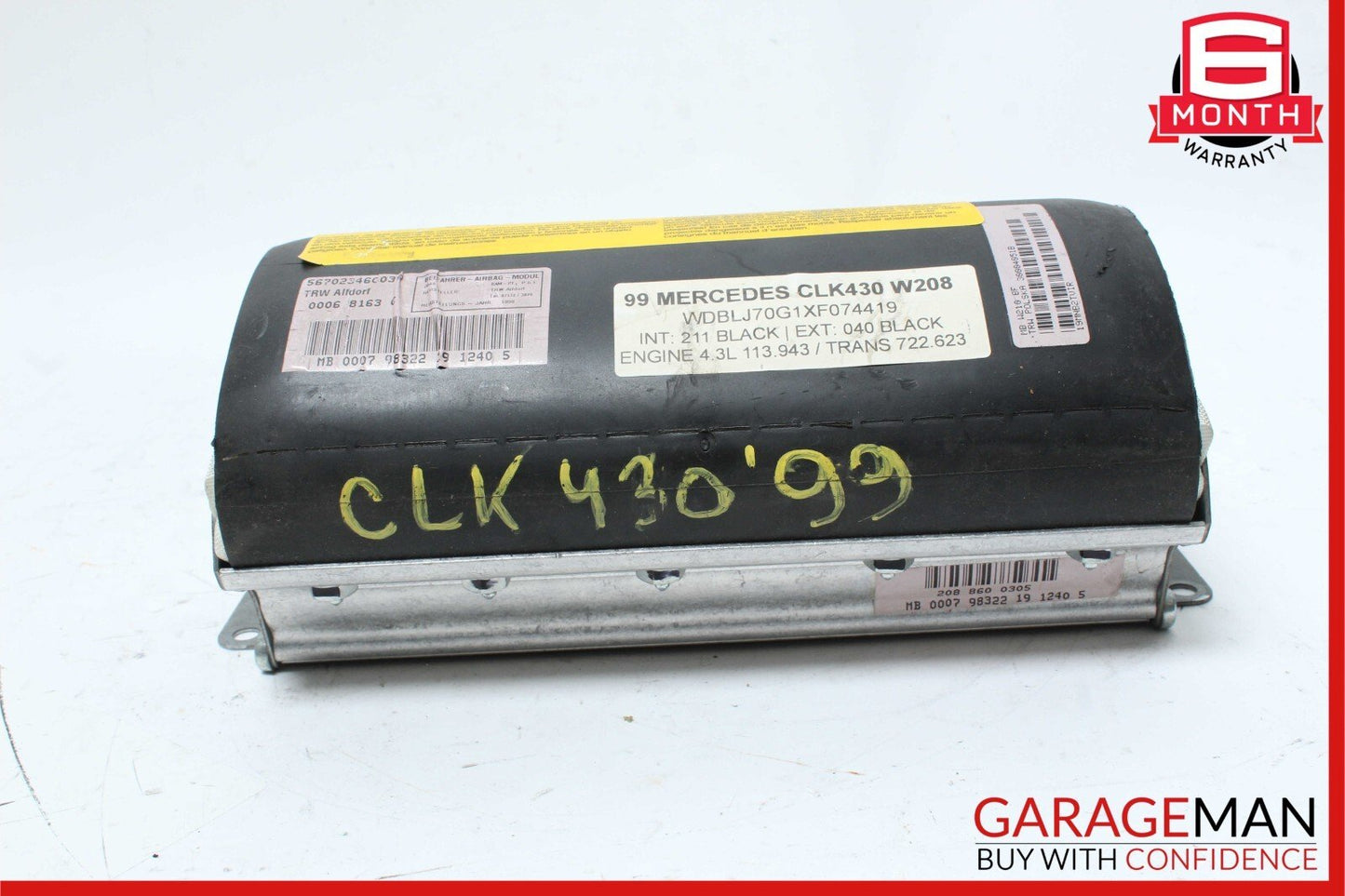 97-03 Mercedes W208 CLK430 CLK320 Front Right Dashboard Airbag Air Bag OEM
