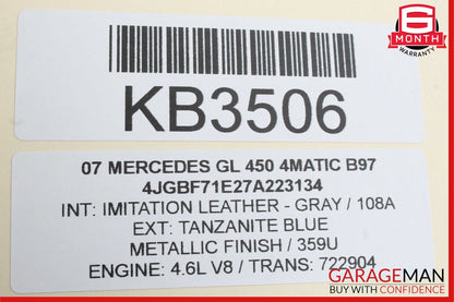 06-12 Mercedes X164 GL450 4MATIC Rear Windshield Glass Wiper Motor OEM