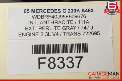 01-07 Mercedes W203 C230 Front Right Sunvisor Visor Sun Shade Sunshade Grey