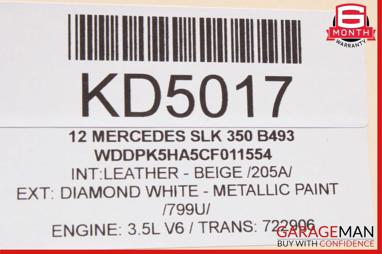 12-20 Mercedes R172 SLK250 SLK350 Overhead Emergency Panel Control Switch OEM