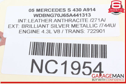 00-06 Mercedes W220 S430 S500 Rear Left Driver Side Exterior Door Handle OEM