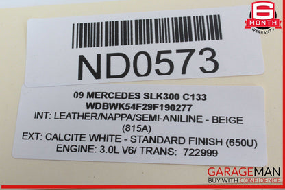 05-11 Mercedes R171 SLK300 SLK350 Front Right Side Exterior Door Handle White