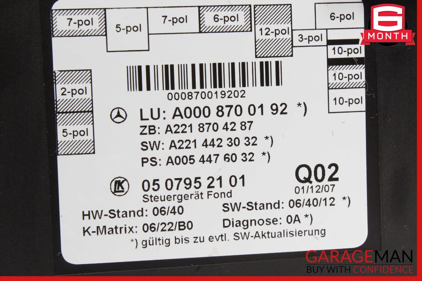 07-13 Mercedes W221 S550 S400 Rear Right or Left Side Door Control Module OEM