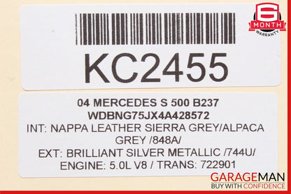 03-06 Mercedes W220 S500 Center Console Ash Tray Lighter Compartment Grey OEM