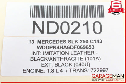 12-20 Mercedes R172 SLK250 Front Left Side Sun Visor Shade Sunvisor Cover OEM