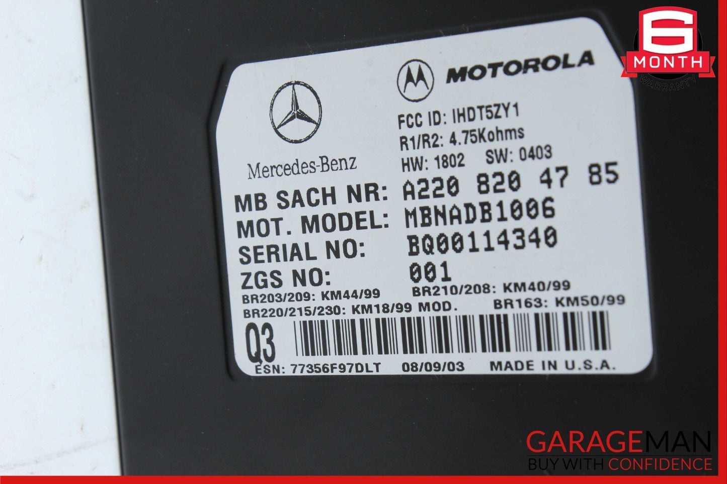 00-06 Mercedes R230 SL500 CLK55 AMG Voice Command Control Module 2208204785 OEM