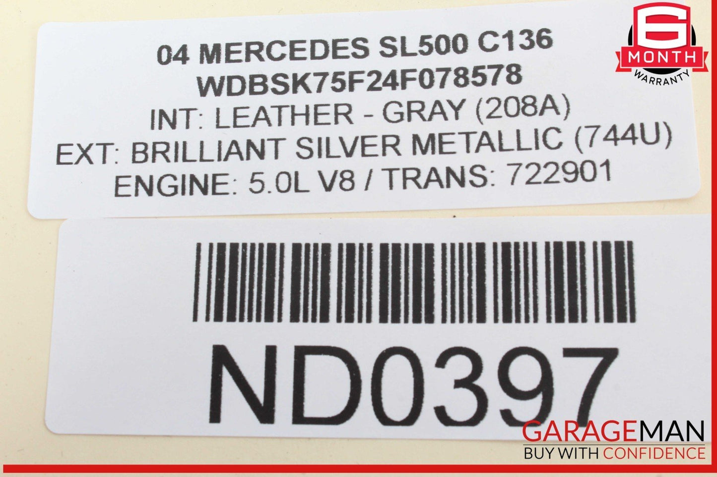 03-06 Mercedes R230 SL500 Generator Alternator 150 AMP 0141540102 OEM