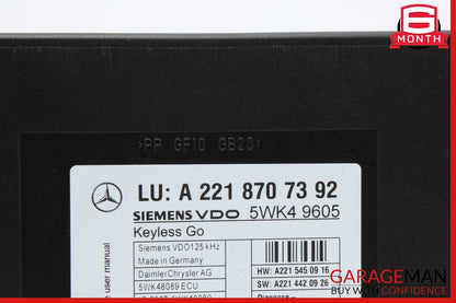 07-10 Mercedes W221 S550 CL600 S63 AMG Keyless Go Control Module Unit