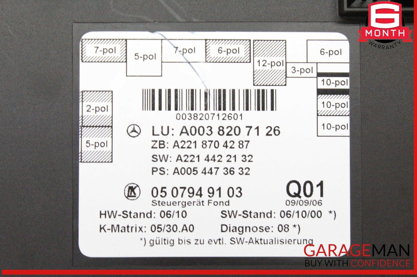 07-13 Mercedes W221 S550 S400 Rear Right or Left Side Door Control Module OEM