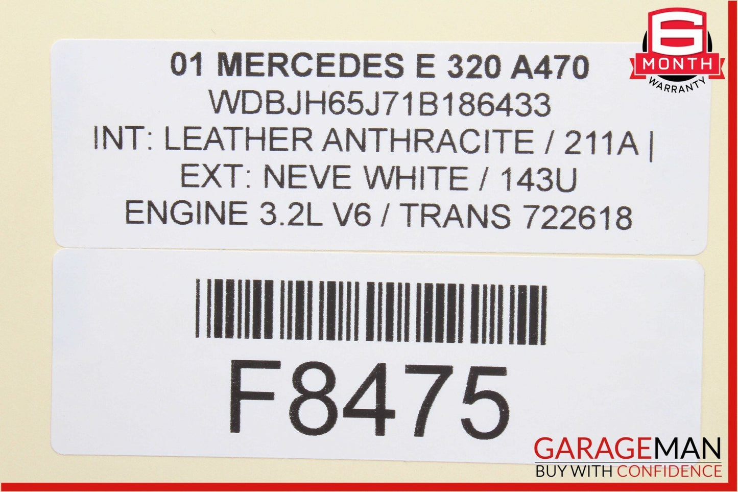 98-02 Mercedes W210 E320 Front Right Passenger Side Exterior Door Handle White