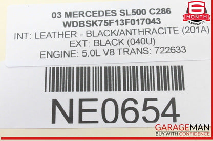 03-12 Mercedes R230 SL500 Convertible Top Right Side Load Assist Cylinder OEM