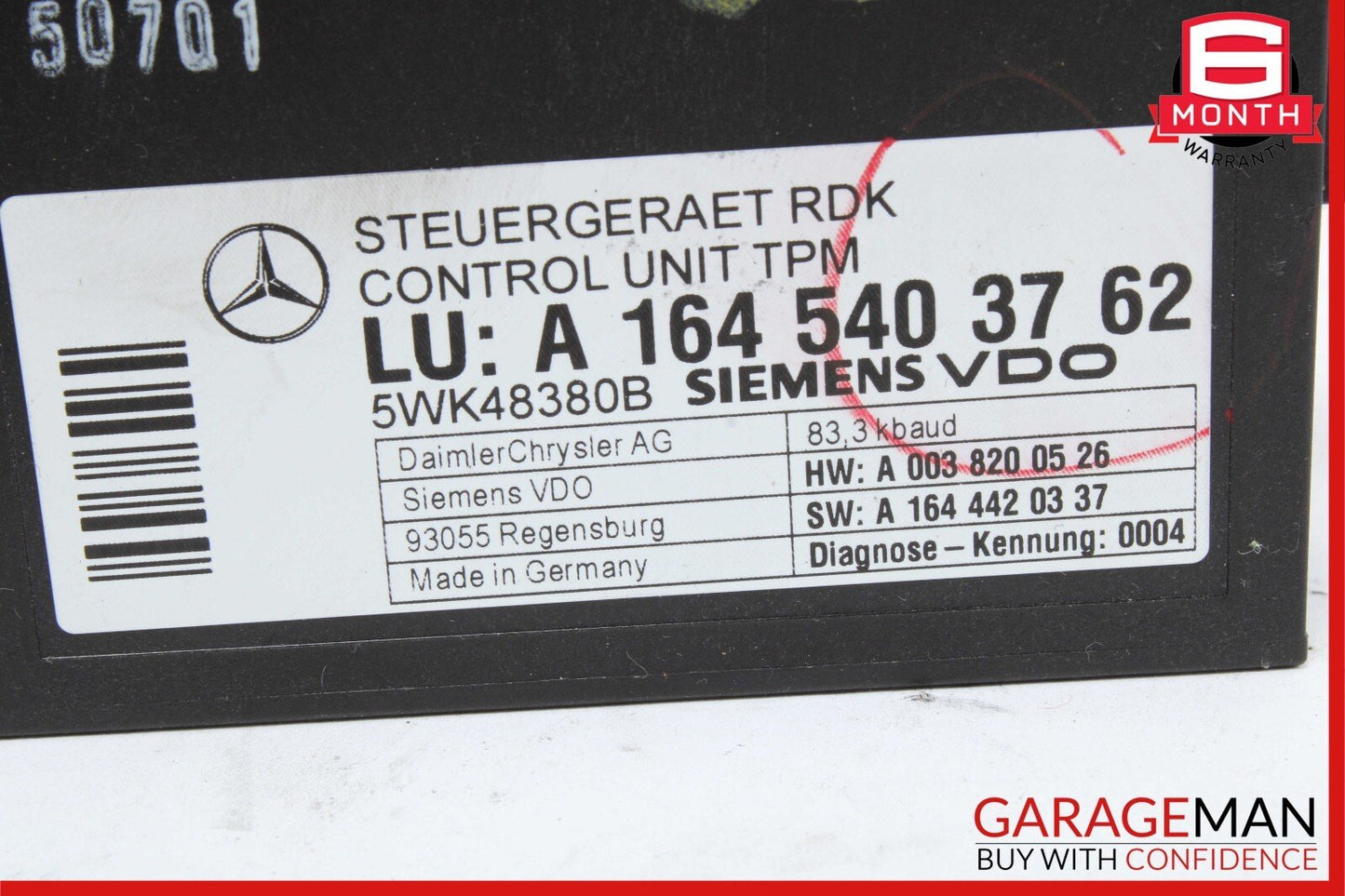 06-13 Mercedes W251 R350 CL550 R350 TPMS Tire Pressure Control 1645403762 OEM