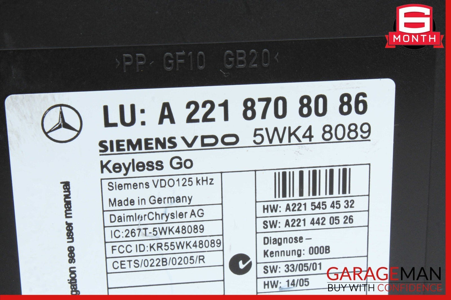 07-10 Mercedes W221 S550 S500 CL600 S63 AMG Keyless Go Control Module Unit OEM