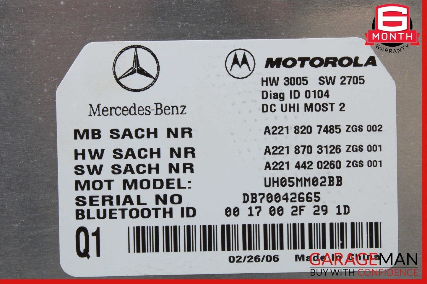 07-13 Mercedes W221 S550 S600 S63 AMG Bluetooth Control Module 2218207485 OEM