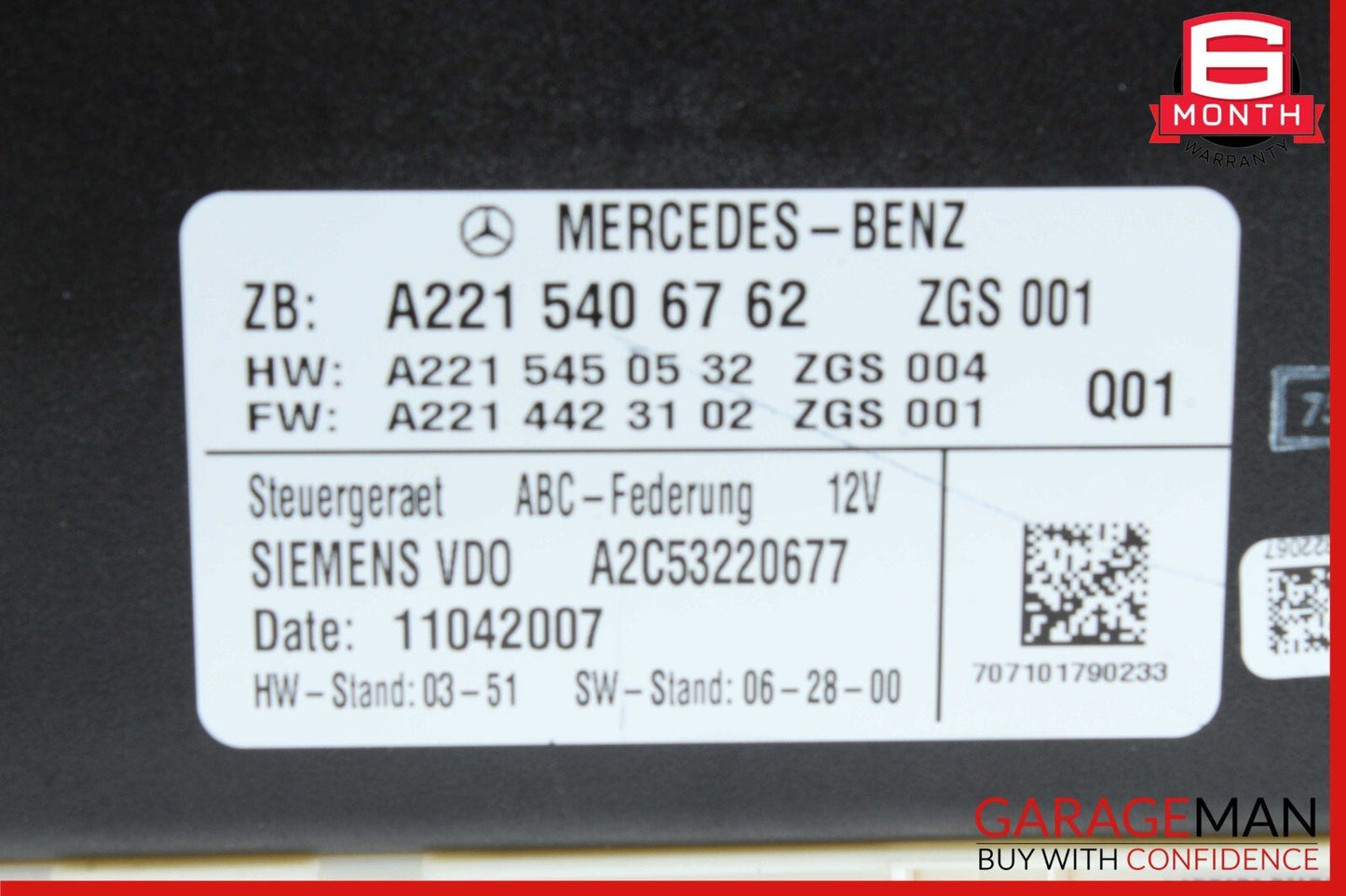 07-14 Mercedes W216 CL550 Active Body Control ABC Suspension Module Control OEM