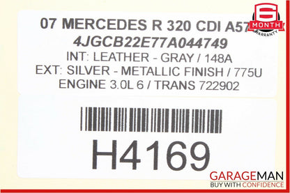 06-10 Mercedes W251 R320 Third 3rd Row Left / Right Seat Headrest Head Rest Grey