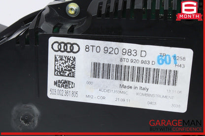 11-12 Audi S5 4.2L Speedometer Instrument Cluster Gauge 8T0920983D OEM