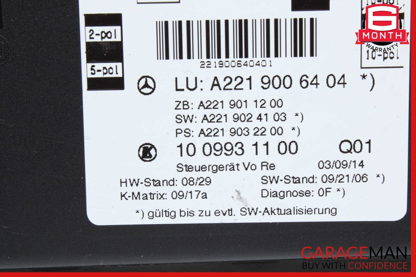 07-13 Mercedes W221 S550 S350 Front Right Side Door Control Module Unit OEM