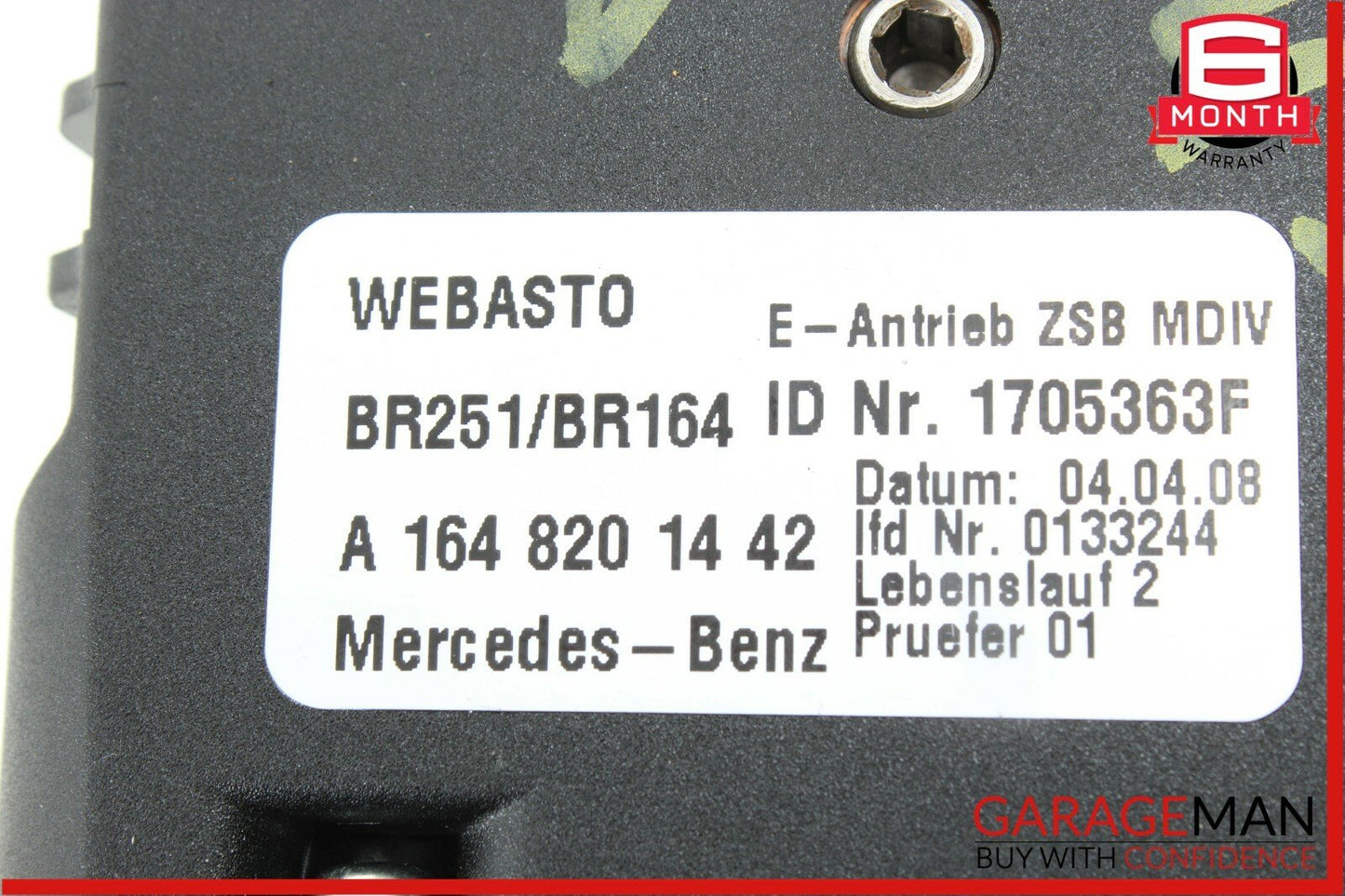 06-12 Mercedes X164 GL450 Panoramic Sunroof Sun Roof Motor 1648201442 OEM